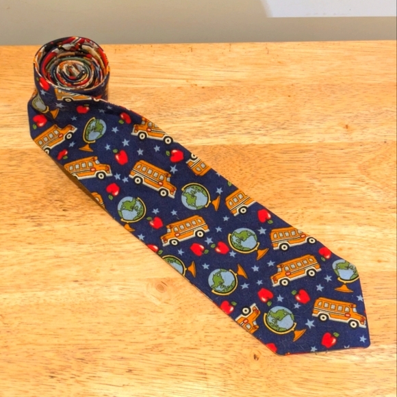 EUC 90s Flax Blue the Magic School Bus Double Sided Tie - Picture 1 of 8